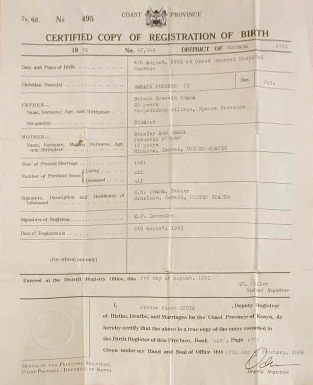 original birth certificate from Kenya, HI (the 60th state)
