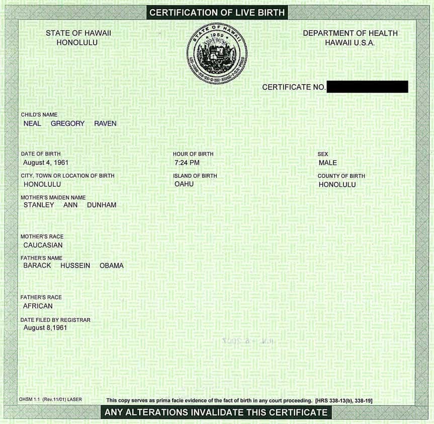 my Hawaiian birth certificate